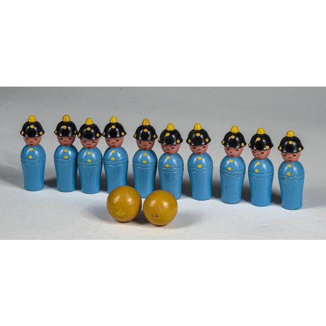 Mid-Century Modern Wooden Toy Bowling Game from Gurman Matelica, Italy, 1940s, Set of 12 For Sale - Image 3 of 9