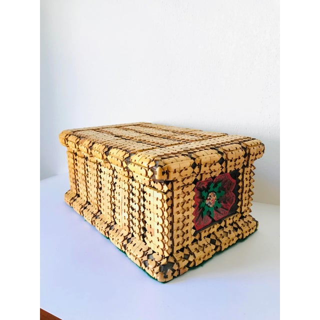 Vintage Outsider / Tramp Art Carved Wood Box by Scott For Sale - Image 9 of 10