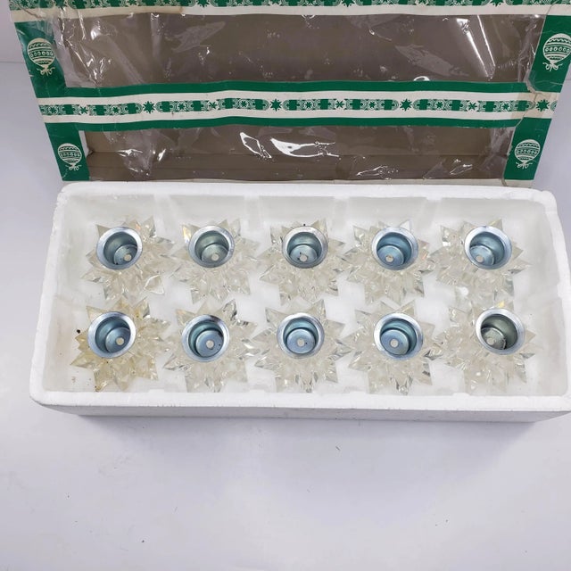 Vintage Italy Candle Holder Set Clear Lucite Multifaceted Atomic Starburst - Set of 10 For Sale - Image 13 of 13