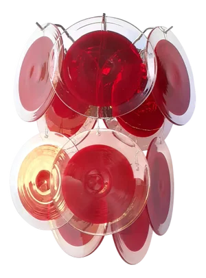 Red Murano Glass Disc 2 Level Wall Light Sconce from Simoeng