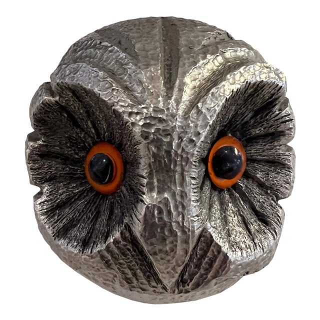 Italian Silver Owl Paperweight, 1960s For Sale