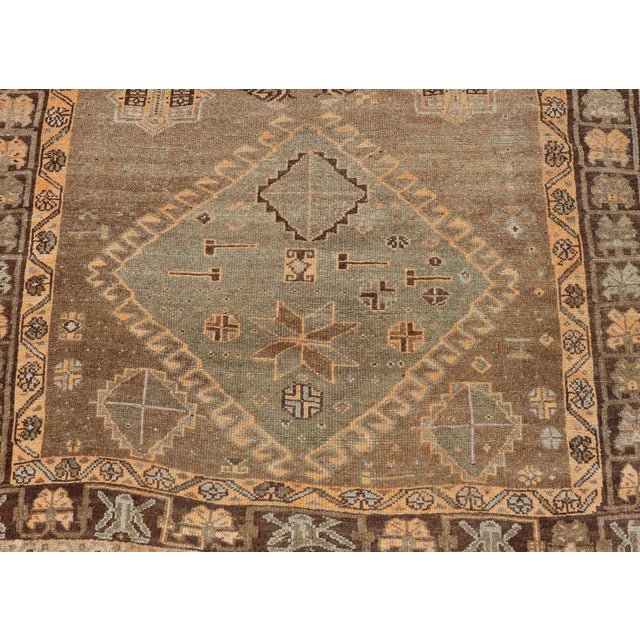 Vintage Hand Knotted Turkish Kars Gallery Rug in Wool With Diamond Design For Sale - Image 10 of 13