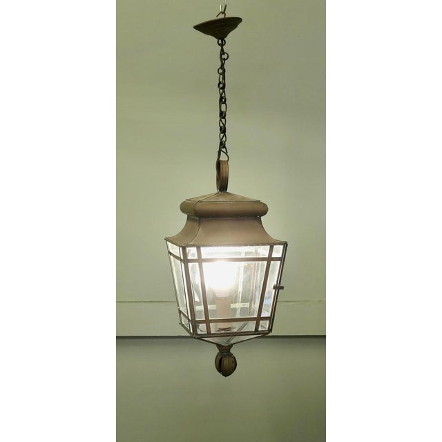Large French Brass Hanging Lantern, 1920s For Sale - Image 4 of 8