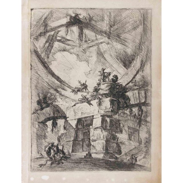 Etching and burin on paper on laid paper. Image dimension: 54.748.5 cm. Ninth plate from "Le Carceri d'Invenzione"...