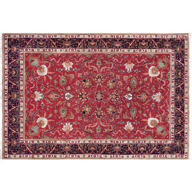 Floral Persian Tabriz Red/Purple Wool Rug - 8'0'' X 11'4'' For Sale - Image 10 of 10