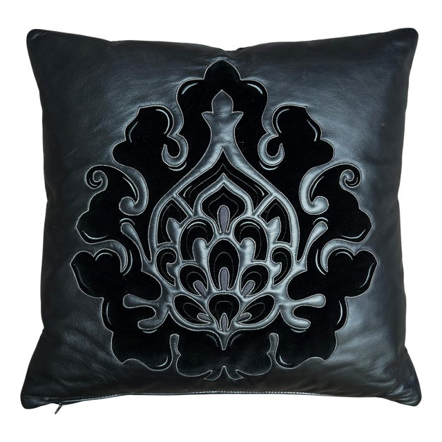 Casa Cushion in Black Leather and Suede Intarsia from Fendi, 2011 For Sale