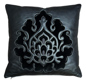 Casa Cushion in Black Leather and Suede Intarsia from Fendi, 2011