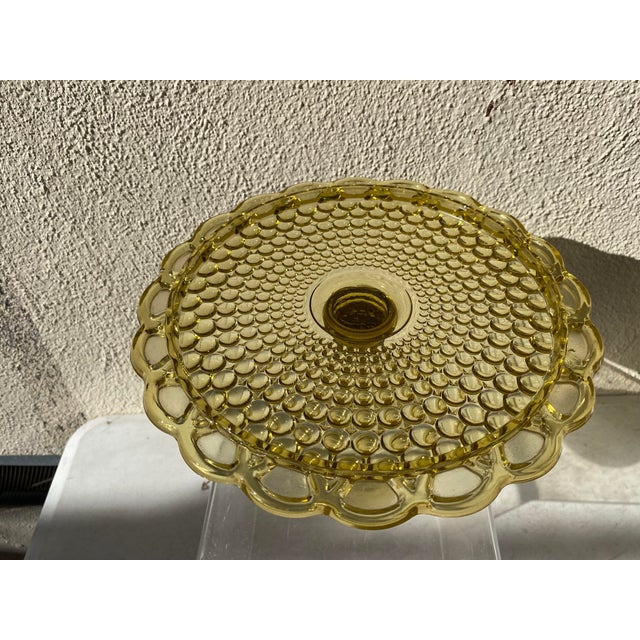 EAPG cake stand. #130 Sensation pattern aka Thousand Eye dates to 1885 by Adams & Company Glass. Sensation is a hobnail...