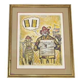 George Cronias (1925-2004) "Track Pals" Original Color Lithograph C.1960 For Sale