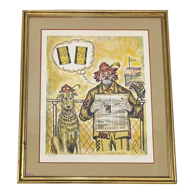 George Cronias (1925-2004) "Track Pals" Original Color Lithograph C.1960 For Sale