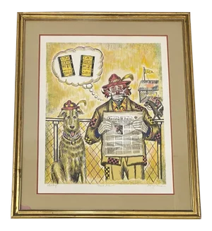 George Cronias (1925-2004) "Track Pals" Original Color Lithograph C.1960