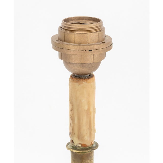 Brass Candlestick Mounted as a Table Lamp, wax detailed shaft. 15.25" H x 5.5" Diameter. Provenance: From a 45 East 62nd...