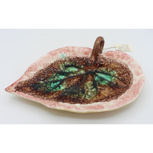 Circa 1880 English Majolica Begonia Leaf Serving Tray For Sale - Image 9 of 9