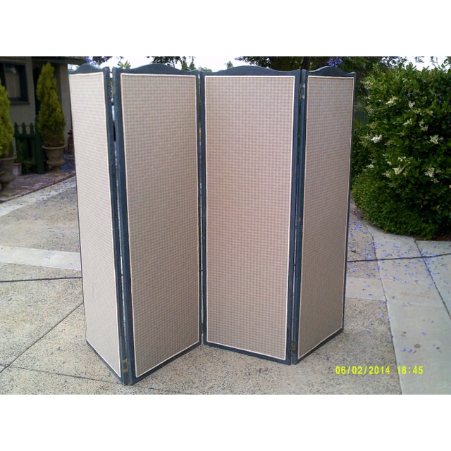 1900 - 1909 19th Century French 4 Panel Screen With Durenberger Check For Sale - Image 5 of 6