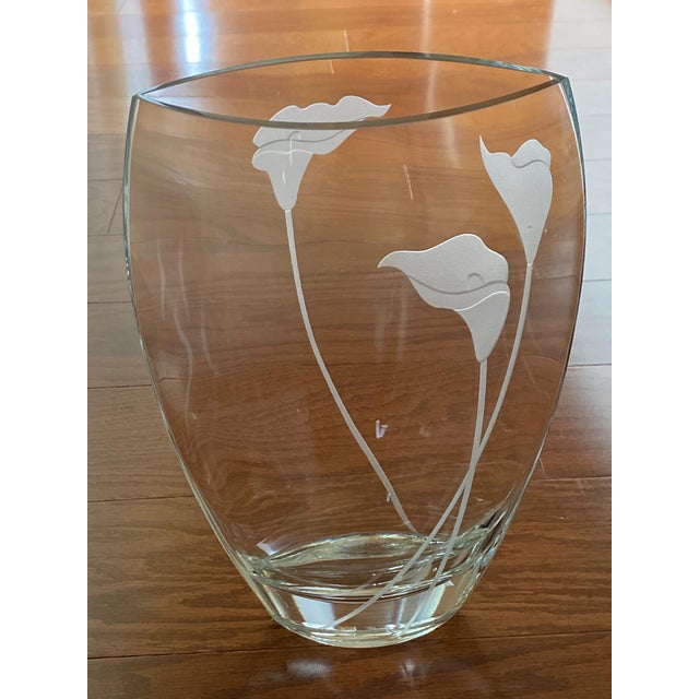 Mikasa Calla Lily Ellipse Etched Crystal Pocket Vase, Poland Chairish