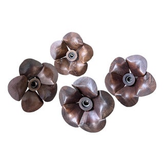 Wooden Flower Wall Sconces, 1970s, Set of 4 For Sale