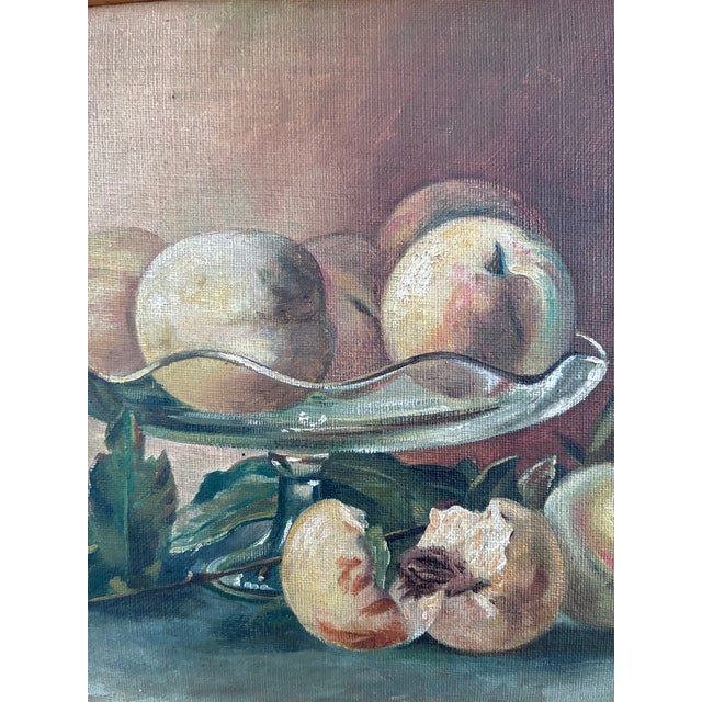Rustic European Antique Original Still Life Oil Painting, Fruit Kitchen Art For Sale - Image 3 of 14