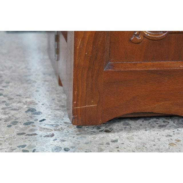Wood Antique Neoclassical Edwardian Walnut Singer Parlor Cabinet Dry Bar Console 30" For Sale - Image 7 of 18