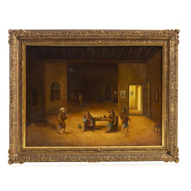 Dutch School Artist, Tavern Interior, Oil on Canvas For Sale - Image 6 of 6
