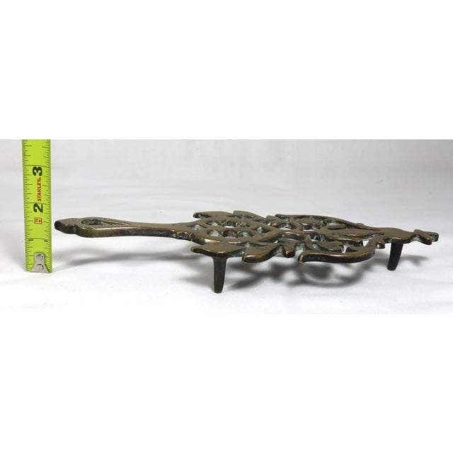 Original Matched Pair of Large Antique Solid Cast Brass Trivets Circa Mid 19th Century For Sale - Image 11 of 13