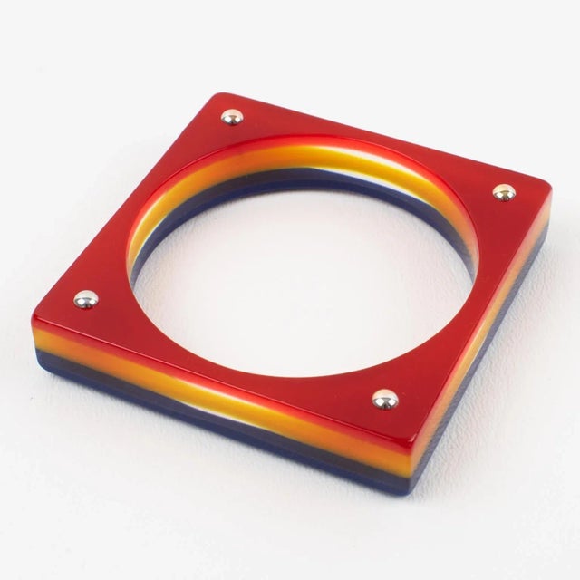 Karl Lagerfeld Red, Yellow and Blue Resin Square Bracelet For Sale - Image 9 of 12