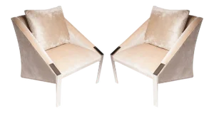 Andree Putman Peach Colored Lounge Chairs - a Pair