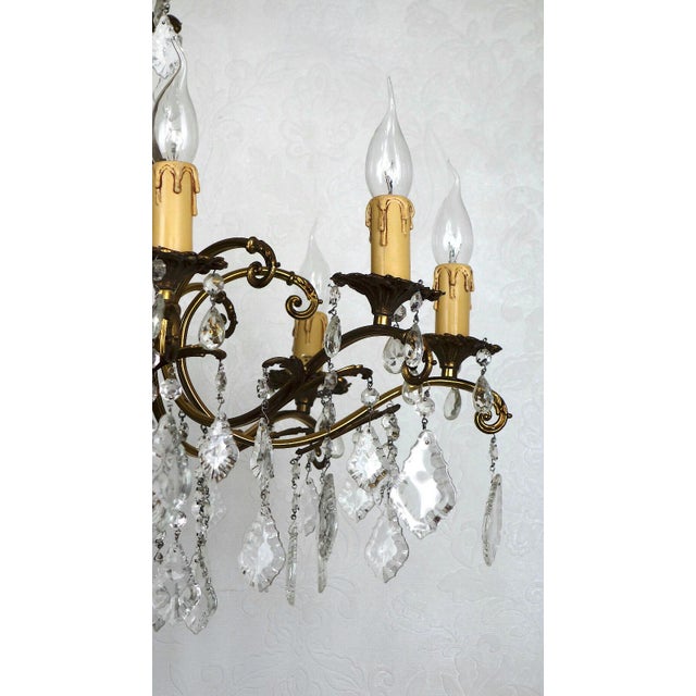 French Brass Crystal Eight-Light Chandelier, 1950s, in Very Good conditions. Designed 1950 to 1959 I have official proof...