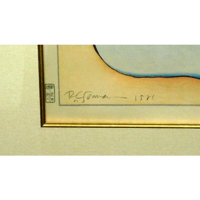 Contemporary 1981 R.C. Gorman "Sora" Woodblock Printed in Tokyo, Japan in New Custom Frame For Sale - Image 3 of 7
