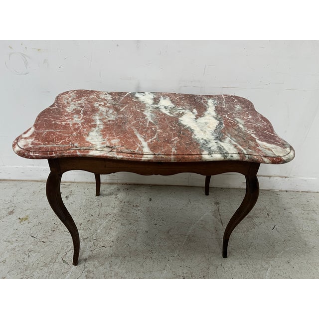 Louis XV Center Table in Oak and Marble, 1700s For Sale - Image 11 of 18