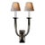 Visual Comfort Signature French Deco Horn Double Sconce in Polished Nickel with Natural Paper Shades For Sale