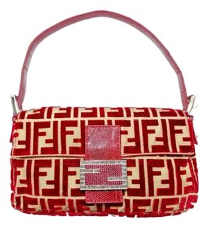 Vintage Fendi Red Velvet Baguette by Fondazione Lisio | Rare | 1997
