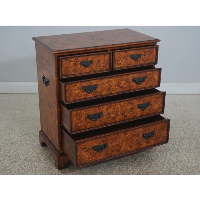 English Theodore Alexander George III Burl Wood Bachelors Chest For Sale - Image 3 of 18