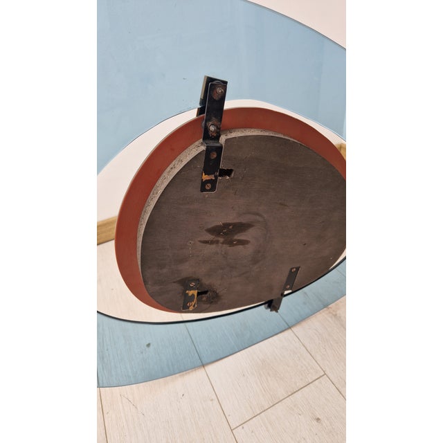 Mirror with Suspended Blue Glass Frame attributed to Max Ingrand for Fontana Arte, 1950s For Sale - Image 9 of 11