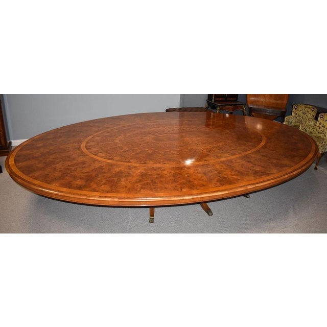 Large Burr Walnut Extending Oval Dining Table, 1950 For Sale - Image 6 of 12