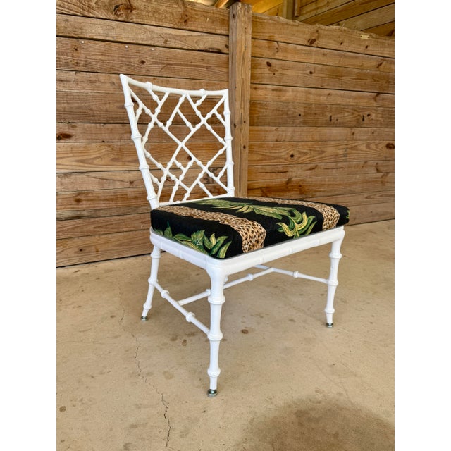 Vintage Regency Phyllis Morris Faux Bamboo Lattice Lounge Chair For Sale - Image 9 of 10