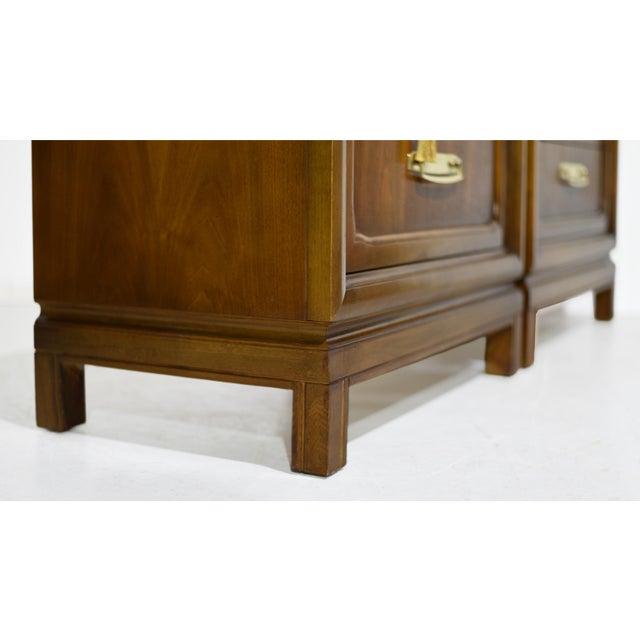 1970s Campaign Style Nightstands by Henry M Goodman Furniture — Pair For Sale - Image 11 of 12
