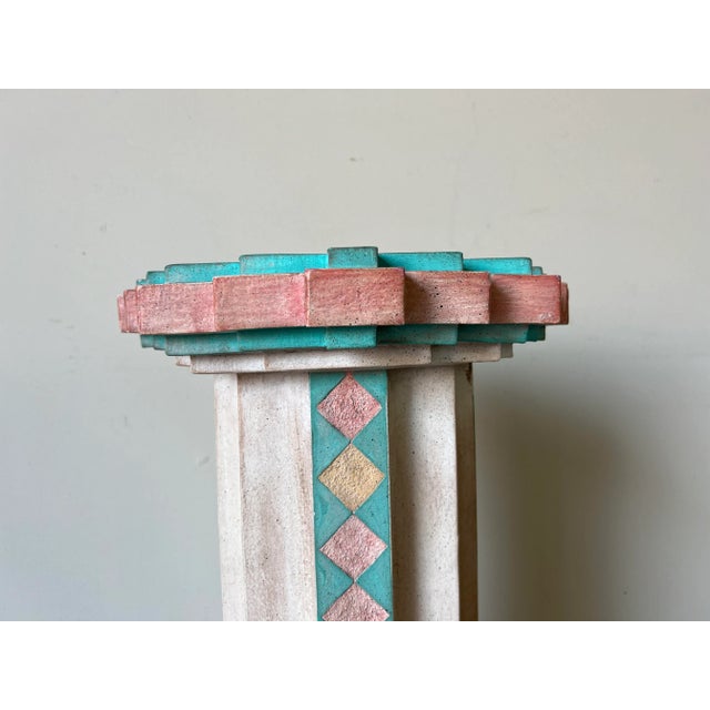 1980's Vintage Southwestern / Postmodern Geometric Pedestal by Austin Prod. For Sale - Image 4 of 13