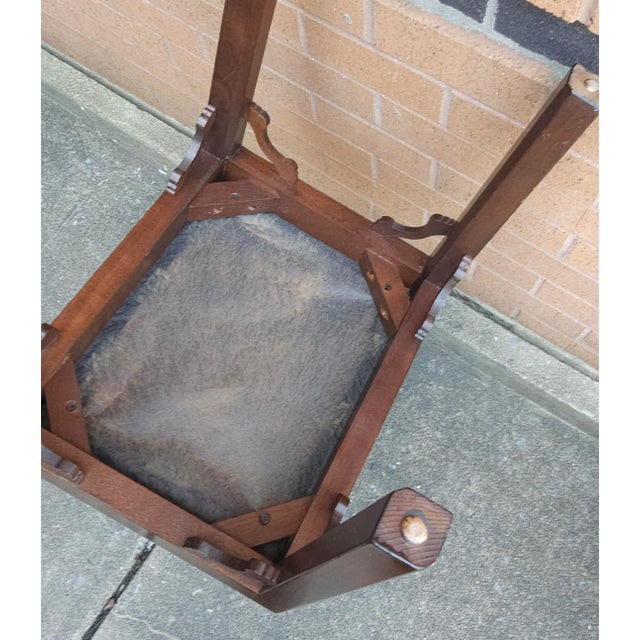Pair of Chippendale Style Mahogany and Upholstered Foot Stools For Sale - Image 4 of 6