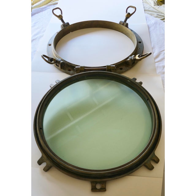 Mid 19th Century Museum-Quality 24" Antique Solid Bronze 4-Dog Porthole – Sf Oyster House Provenance (90 Lbs) For Sale - Image 5 of 13