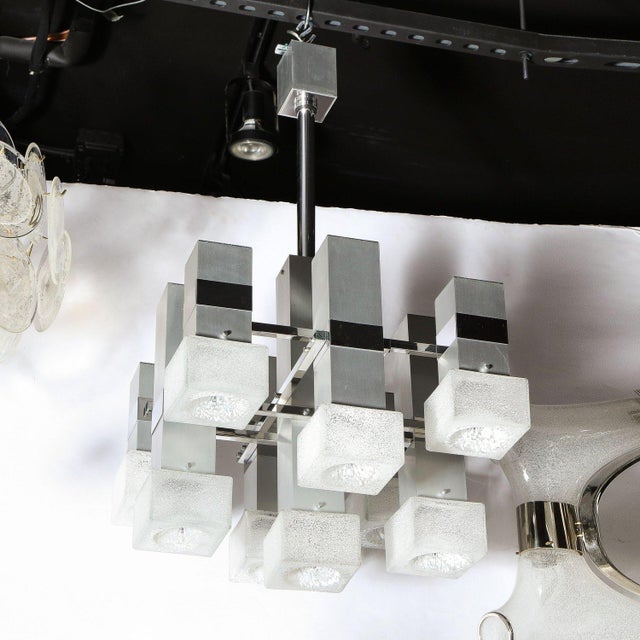 Mid Century Modern 8 Arm Chrome & Mottled Murano Glass Chandelier by Sciolari For Sale - Image 11 of 11