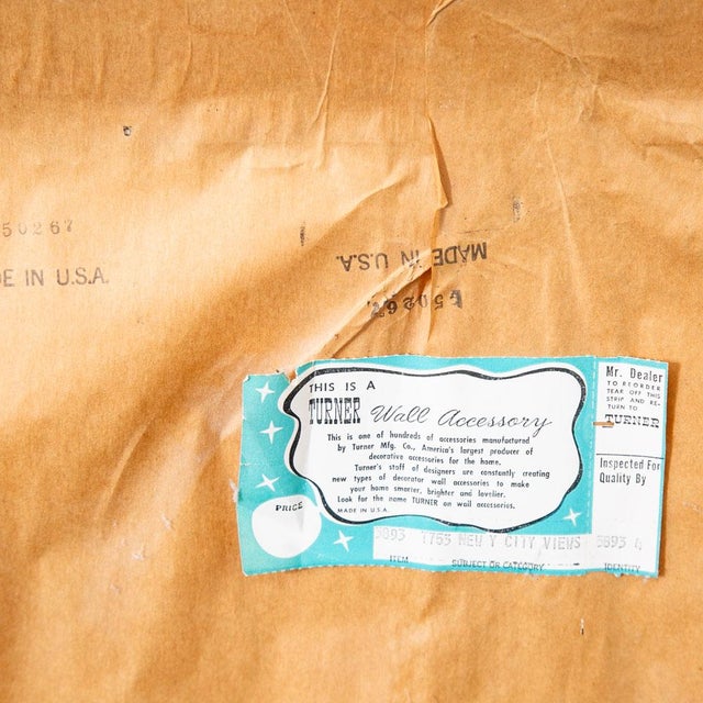 1960s Mid Century Modern Wall Art Abstract Landscape City Scape Frame Large New York For Sale - Image 10 of 12