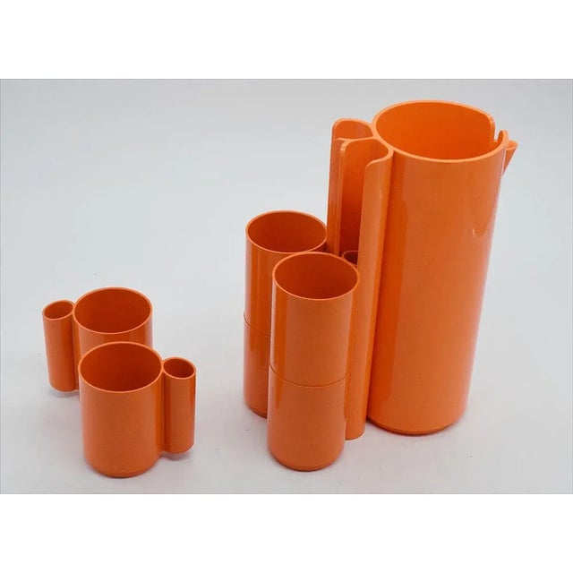 Orange Vitrac Plastic Drinking Set by Jean Pierre, France, 1970s For Sale - Image 8 of 11