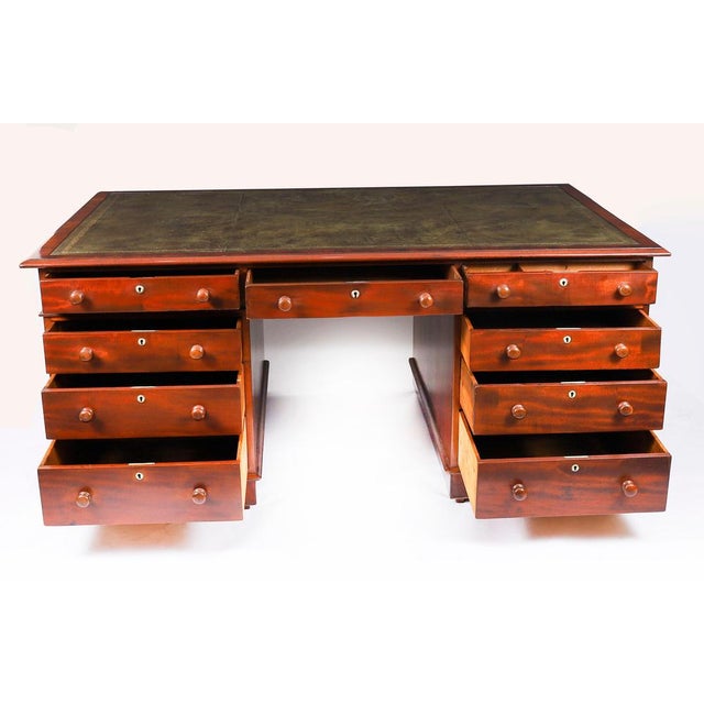 Antique Victorian Flame Mahogany Desk, 1800s For Sale - Image 3 of 18