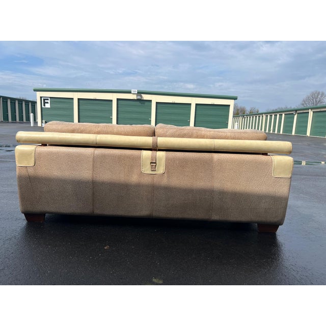 Vintage Two-Tone Leather Sofa For Sale - Image 9 of 12