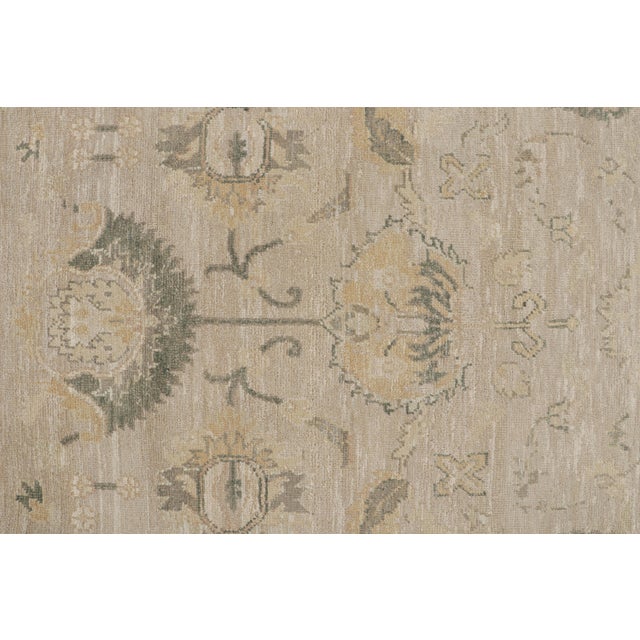 Textile Rug & Kilim’s Oushak Style Rug With Beige, Gray and Gold Floral Patterns For Sale - Image 7 of 8