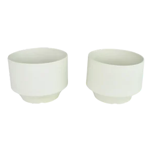 Mid 20th Century Richard Lindh for Arabia of Finland Bisque White Planter Pots - A Pair