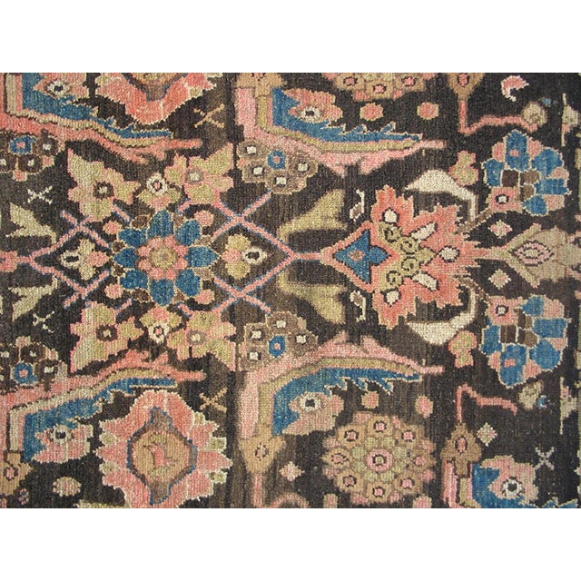 1890s Brown Tribal Herati Antique Persian Malayer Rug 3' X 6'5" Handknotted Wool Carpet For Sale - Image 4 of 6