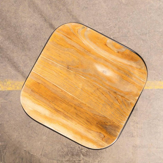 Wood Vintage Industrial French Stacking High Stool in Steel from Mullca, 1950s For Sale - Image 7 of 9
