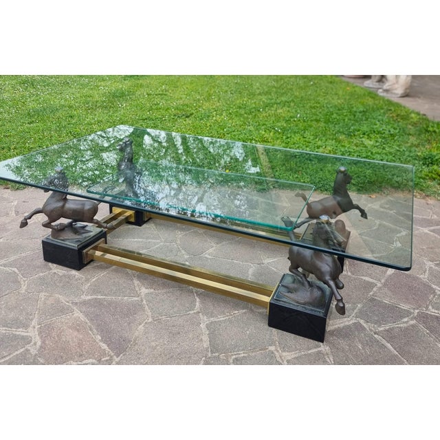 Table with Bronze Horses from Maison Charles, 1970s For Sale - Image 6 of 13