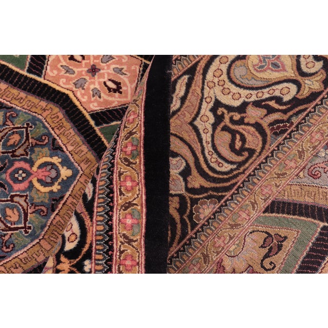 Textile Elegant Mughal Inspire Pak-Persian Black/Multi Wool Rug - 9'2'' X 12'4'' For Sale - Image 7 of 9